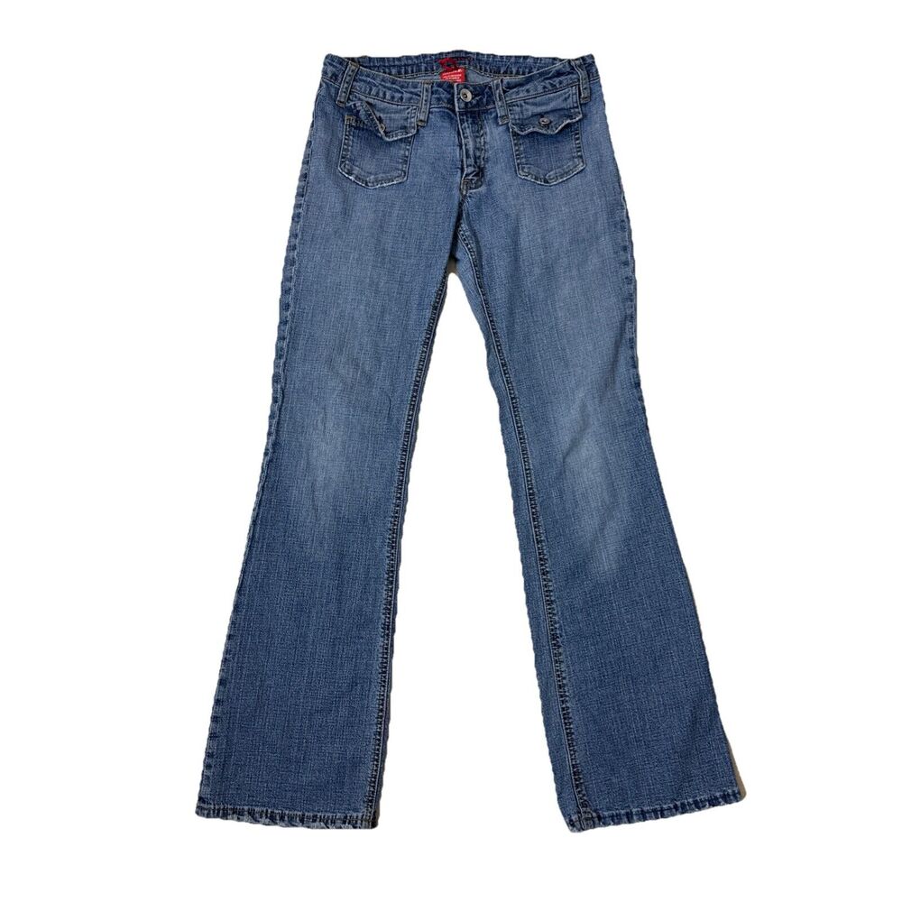 Vintage Y2K Johnnie M. Bootcut Flare Women's Jr Sz 7 Low Rise Blue Denim Jeans - Picture 1 of 6